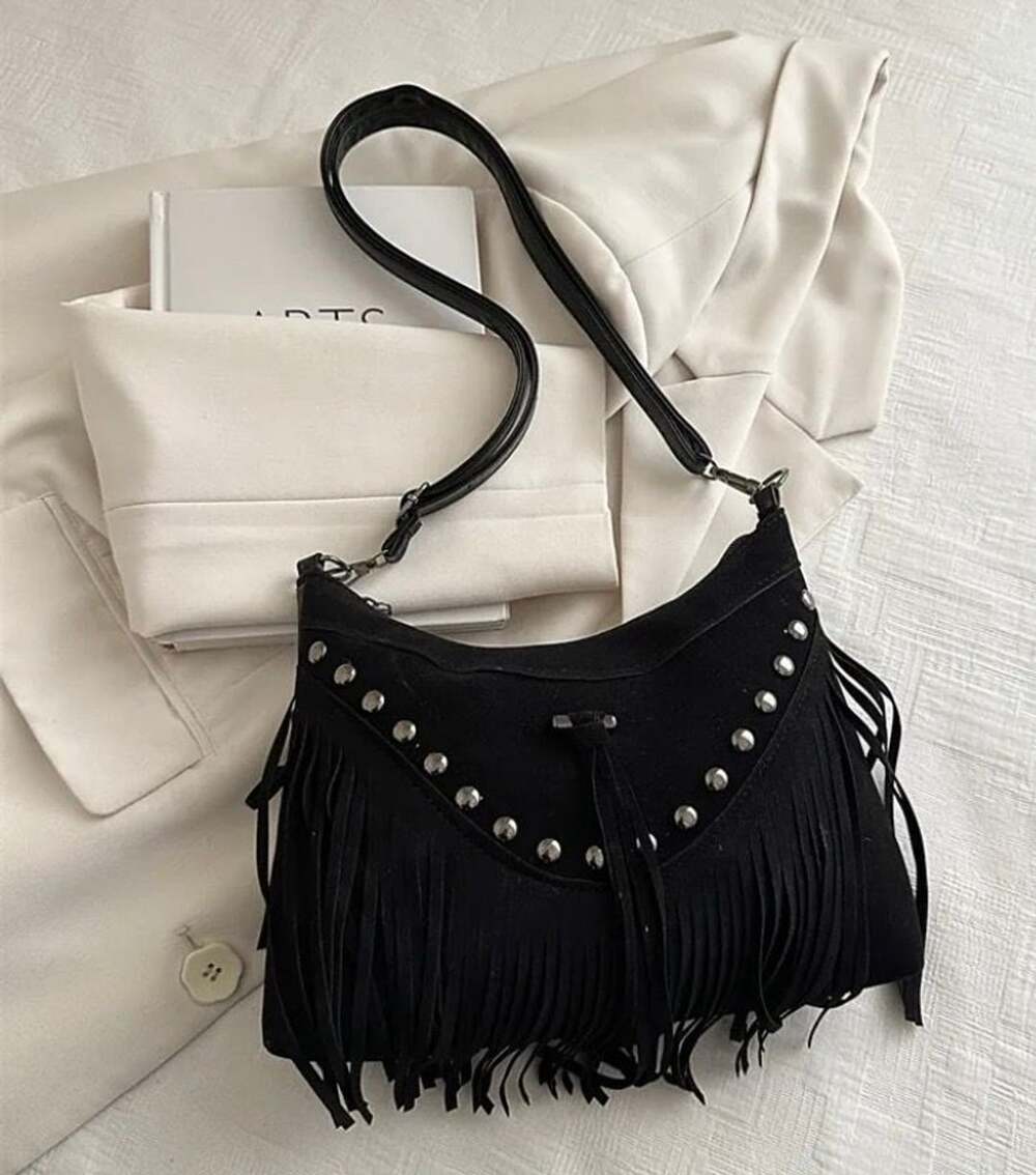 Faux Suede Vintage Style Crossbody Bag